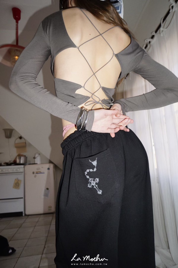 寬領後綁帶美背上衣